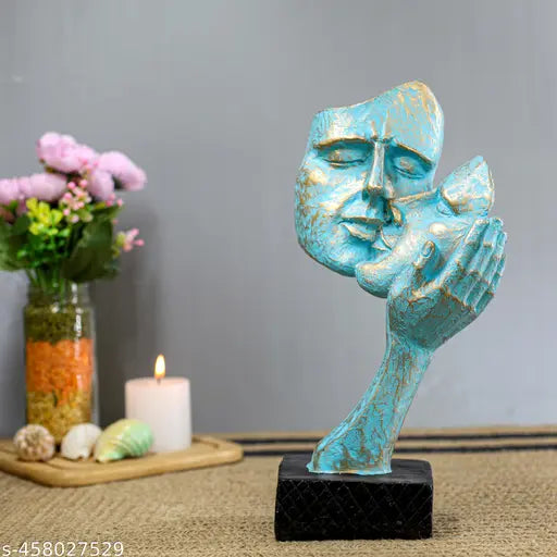 Poly resin Kissing Face Statue Sculpture