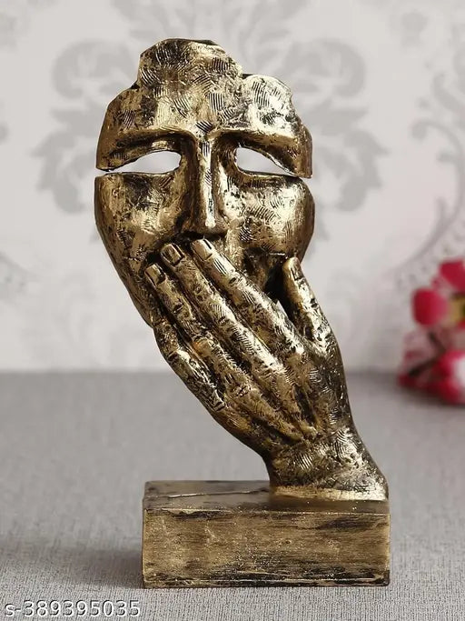 Antique Look Human Face with hands on Mouth Handcrafted Decorative Showpiece