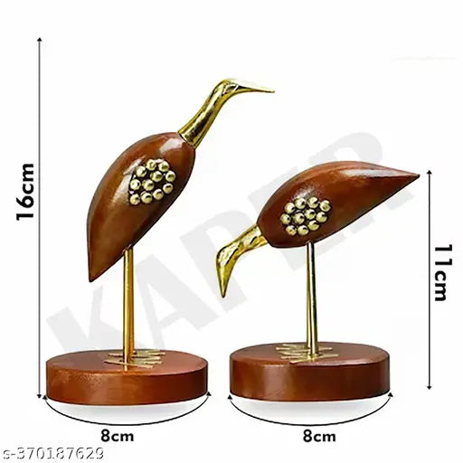 Brass and Wooden Swan Showpiece Sclupture Collectibles Set of 2