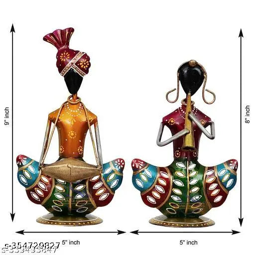 Handicrafy Combo Metal Iron Tribal Lady showpieces Ladies Doll Figurine Statue